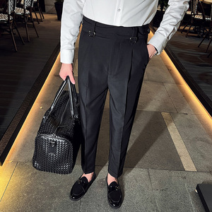 男士那不勒斯垂直高腰直筒西裤 免烫流行纯色休闲长裤F701-P78，男装西裤，电商C308
