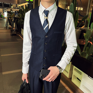 英伦商务韩版修身男士V领马甲 新郎伴郎小马甲藏青色MJ888-P60，男装背心/马甲，电商C308