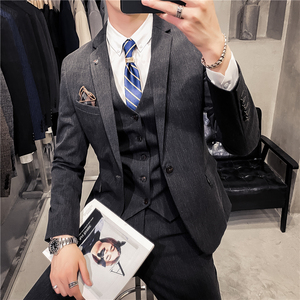 20秋冬款 英伦时尚韩风修身商务男士西服三件套 SJT937-P265，男装西服，电商C308