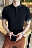 夏季男士休闲polo衫t恤潮流修身翻领半袖polo衫咖啡色C60025-P58，男装T恤，电商C308