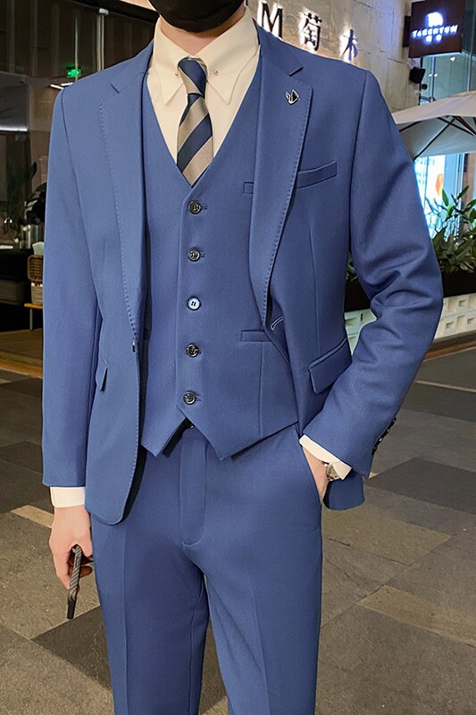 英伦韩版修身男士休闲商务西服三件套新郎套装墨绿色SJT888-P285,男装西服,电商C308