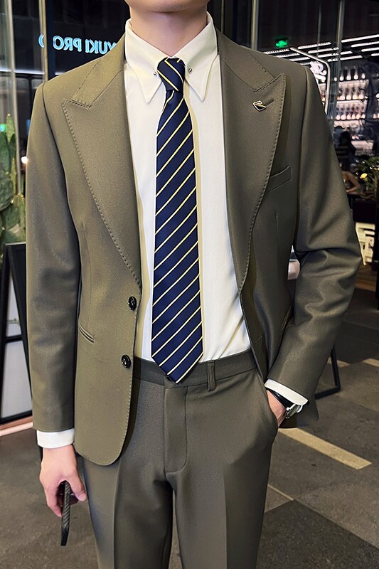 英伦修身男士休闲商务二粒扣西服套装新郎套装黑色LJT889-P230,男装西服套装,电商C308