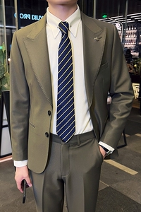 英伦修身男士休闲商务二粒扣西服套装新郎套装黑色LJT889-P230图片
