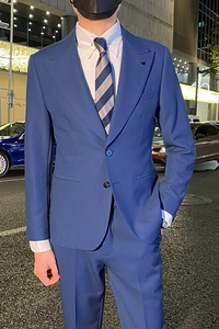 英伦韩版修身男士休闲商务二粒扣西服套装新郎套装LJT889-P230图片