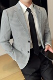 英伦韩版修身男士商务休闲小细格西服男外套X942-P155，男装西服，电商C308