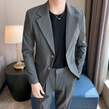 痞雅高级感休闲条纹小西服外套春夏韩版修身英伦单西装男X07-P155，男装西服套装，电商C308