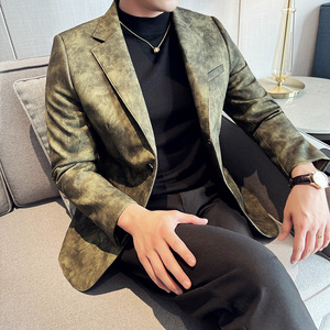 皮衣男西装外套韩版修身帅气潮流休闲二粒扣男士西服X943-P155图片