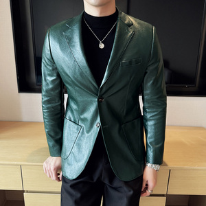 皮衣男西装外套韩版修身帅气潮流休闲二粒扣男士西服X936-P155图片