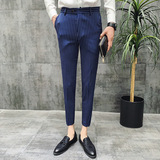 24春夏款休闲裤男商务条纹男士西裤男式修身九分裤K726-P65，男装西裤，电商C308