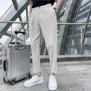 春夏款 轻熟风微宽时尚休闲裤男 阔版纯色男士九分西裤 K15-P65，男装西裤，电商C308