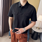 夏季男士休闲polo衫t恤潮流修身翻领半袖polo衫黑色C10012-P58，男装T恤，电商C308