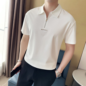 男士休闲polo衫t恤 潮流修身翻领半袖polo衫黑色F9510-P58图片
