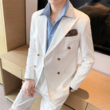 痞雅高级感休闲双排扣条纹小西服英伦青年九分西裤LJT08-P230,男装西服,电商C308,电商基地 痞雅高级感休闲双排扣条纹小西服英伦青年九分西裤LJT08-P230,男装西服,电商C308,电商基地