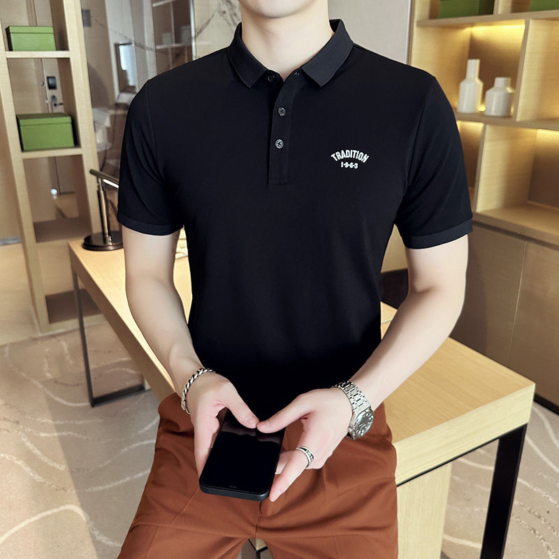 男士休闲polo衫t恤潮流修身翻领半袖polo衫绿色C60045-P58,男装T恤,电商C308