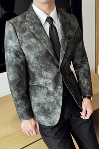 皮衣男西装外套韩版修身帅气潮流休闲二粒扣男士西服X943-P155图片