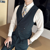 英伦韩版修身V领小马甲新郎伴郎双排扣商务男士小马甲MJ890-P70，男装背心/马甲，电商C308