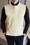 秋冬韩版修身马甲背心毛衣潮流百搭休闲圆领针织衫浅灰C67003-P70，男装背心/马甲，电商C308