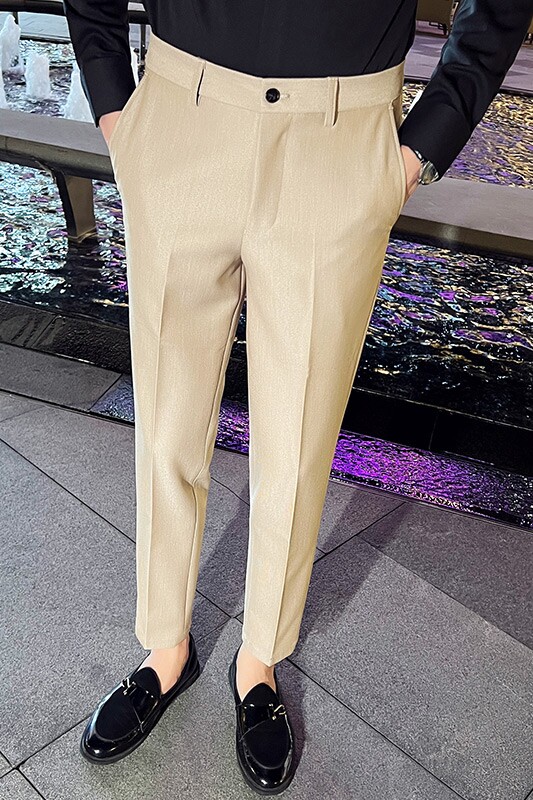 时尚免烫西裤男士韩版修身小脚裤商务休闲西裤长裤藏青色K888-P75,男装西裤,电商C308