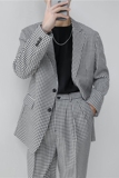 21春夏轻熟风英伦小细格长袖西服+阔版九分裤套装TZ18-P215，男装西服，电商C308