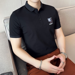 男士休闲polo衫t恤 潮流修身翻领半袖polo衫白色F9415-P58图片