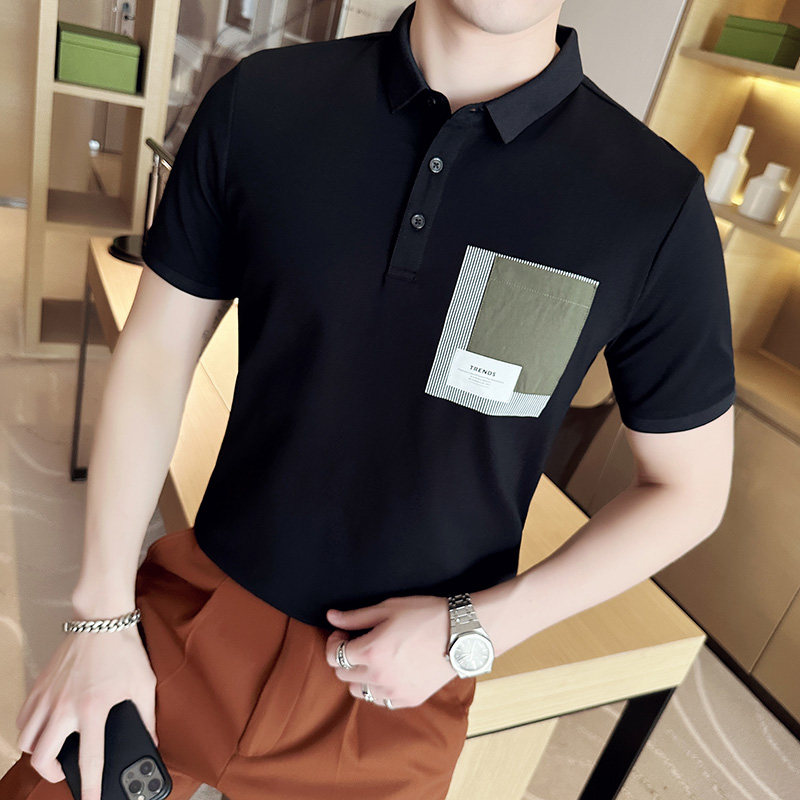 夏季男士休闲polo衫t恤潮流修身翻领半袖polo衫绿色C60038-P58,男装T恤,电商C308