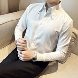 春夏英伦衬衫男长袖薄款潮流帅气修身休闲纯色条纹衬衣XT31-P68，男装衬衫，电商C308