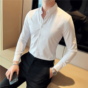 秋冬 英伦纯色男士衬衣 韩版修身长袖衬衫男 C88269-P65图片