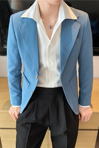春季休闲小西服外套男 高级感韩版修身英伦痞帅单西装X01-P155图片