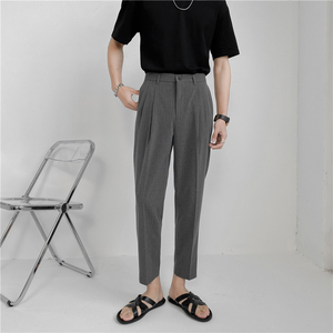 春夏轻熟风微宽时尚休闲裤 阔版条纹小脚九分西裤 K13-P65，男装西裤，电商C308