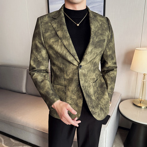 皮衣男西装外套韩版修身帅气潮流休闲二粒扣男士西服X943-P155图片