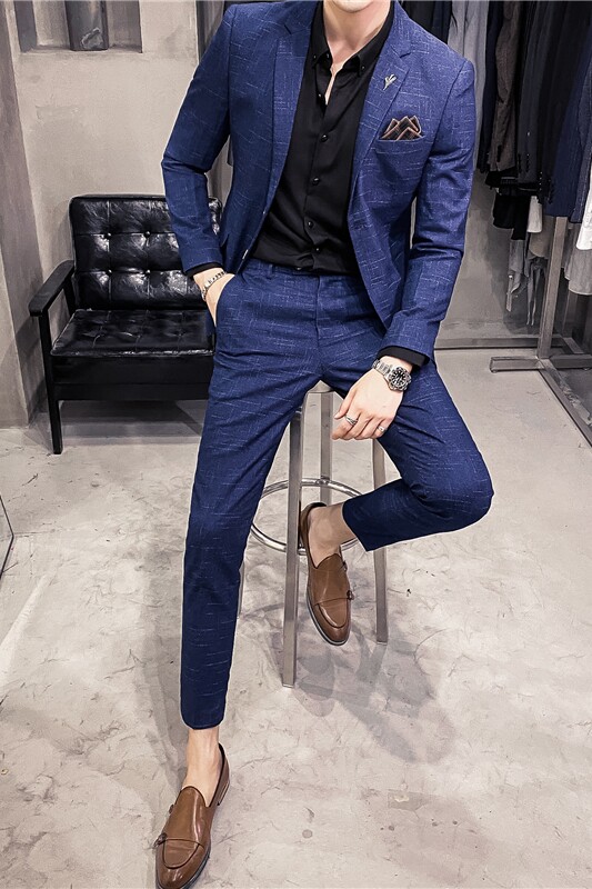20秋冬款韩版修身竹节暗纹男士二粒扣休闲西服外套X907-P135,男装西服,电商C308