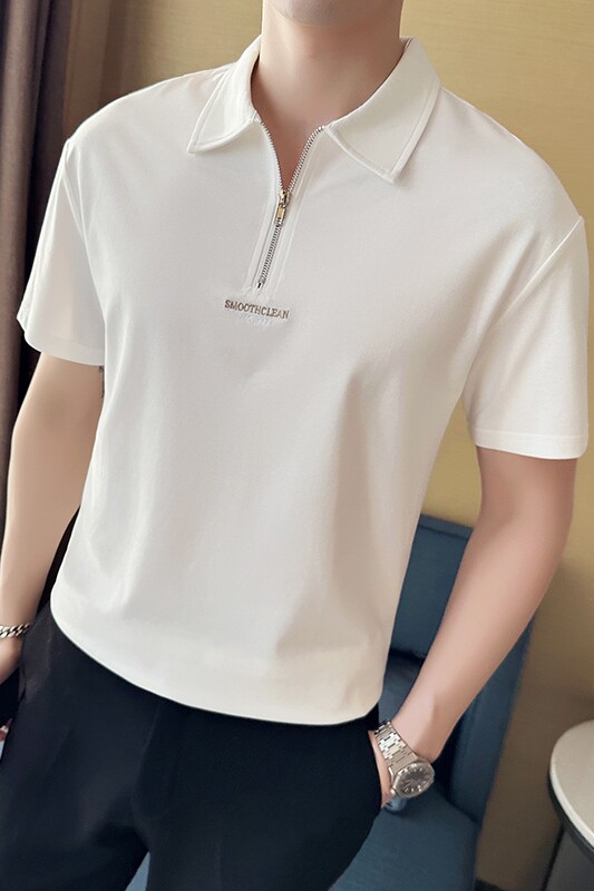 夏季男士休闲polo衫t恤潮流修身翻领半袖polo衫灰色F9510-P58,男装T恤,电商C308