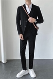 轻熟风ins秋冬韩版修身男士休闲二粒扣纯色西服三件套SJT961-P280，男装西服，电商C308