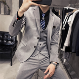 秋冬款英伦韩风修身男士二粒扣商务西服三件套SJT961-P280，男装西服，电商C308
