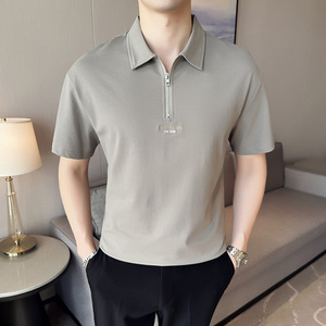 男士休闲polo衫t恤 潮流修身翻领半袖polo衫黑色F9510-P58图片