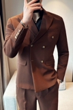 华夫格英伦韩版修身纯色双排扣花纽扣男士西服外套黑色X906-P150，男装西服，电商C308