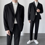 轻熟风英伦纯色西服套装阔版宽松休闲小西装TZ27四粒扣-P225，男装西服套装，电商C308