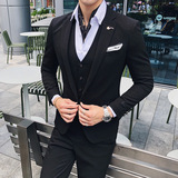 秋冬款英伦韩版修身刺绣纯色三件套西服套装男TZ49-P295，男装T恤，电商C308