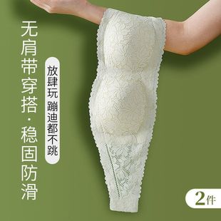 无肩带内衣女防滑聚拢小胸无痕无钢圈蕾丝抹胸裹胸防走光文胸 夏季