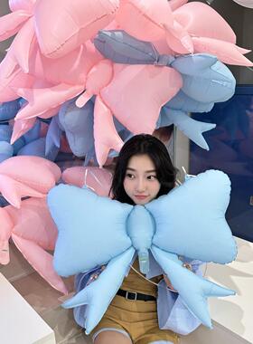 韩系ins风蝴蝶结气球马卡龙色儿童生日派对装饰布置商场活动引流