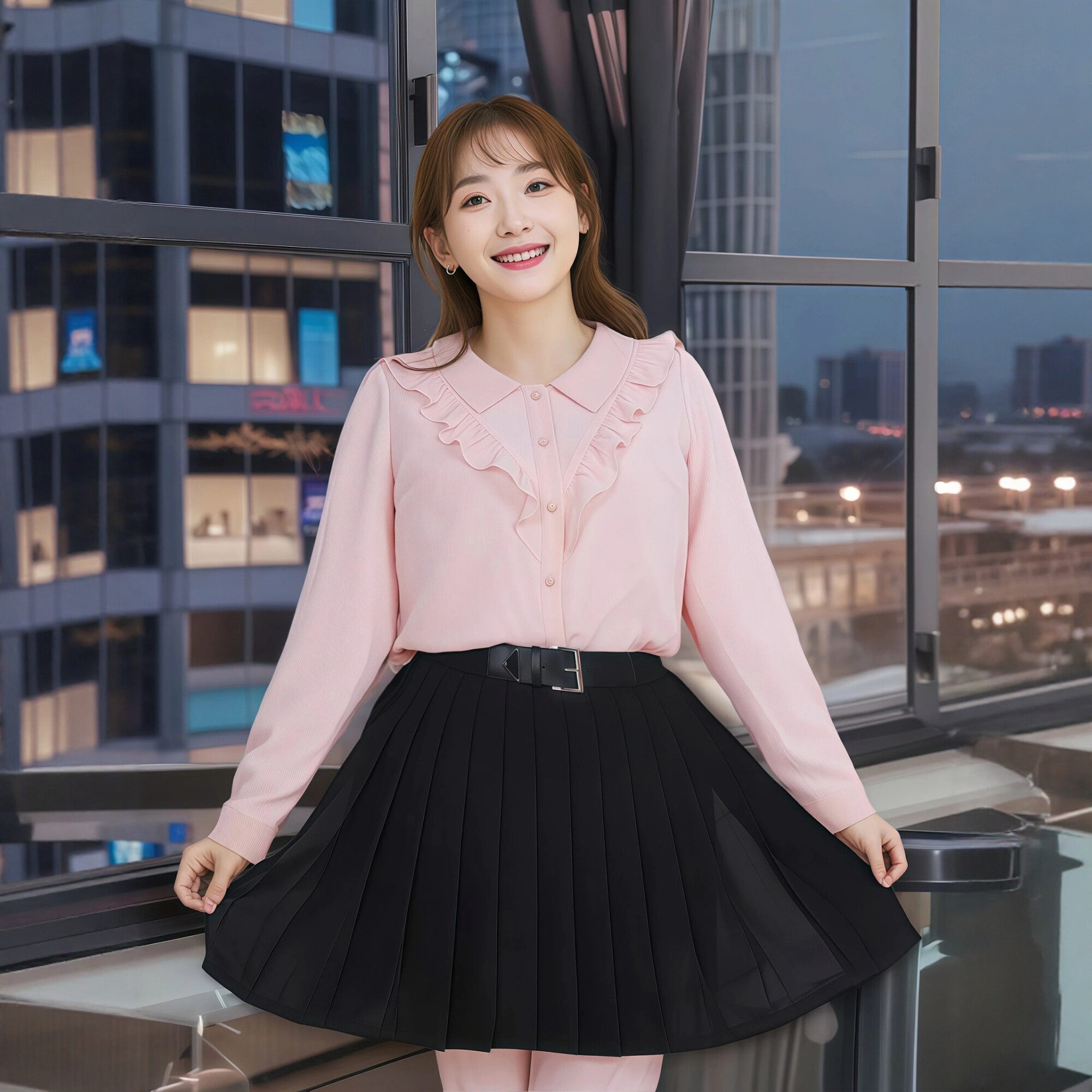 大码女装2026春季新款减龄上衣微胖MM通勤韩版粉色木耳边翻领衬衫