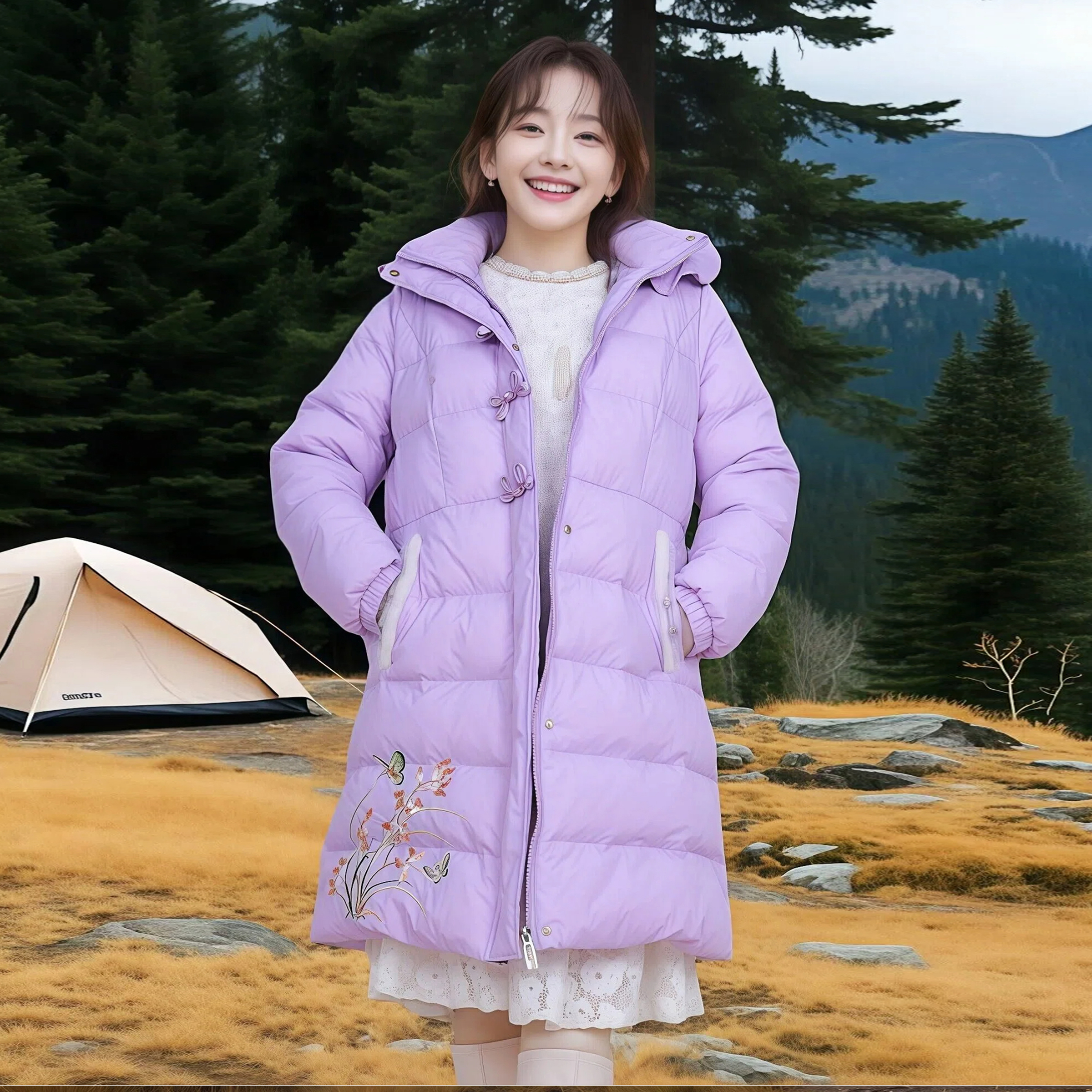 大码女装棉衣袄加厚保暖中长款冬