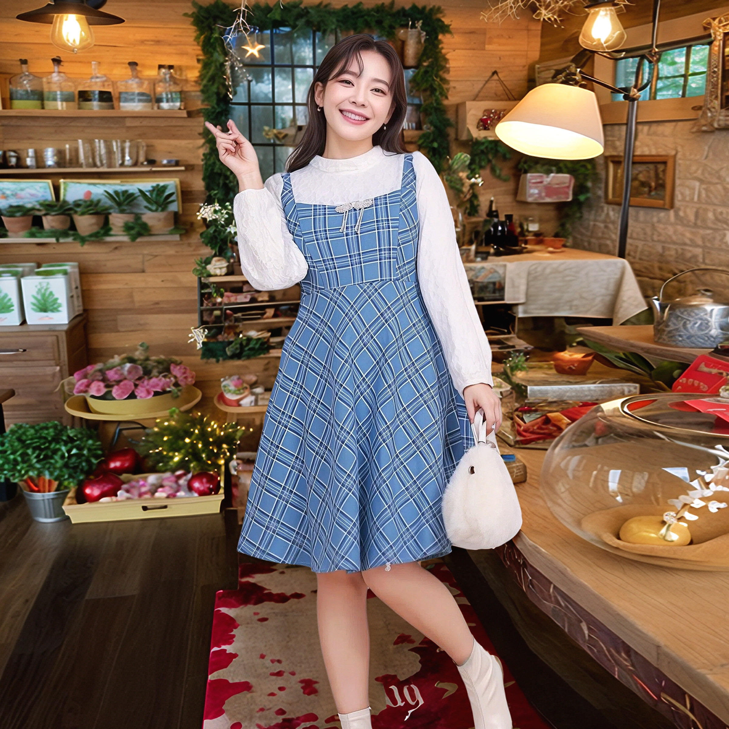 冬季新款打底裙淑女大码女装胖MM穿搭减龄蕾丝拼接格子连衣裙加绒,女装/女士精品,大码连衣裙,淘宝优惠券,粉丝福利购,淘宝优惠卷