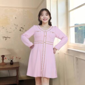 轻奢高级大码女装2026春季新款胖妹妹通勤减龄显瘦气质v领连衣裙
