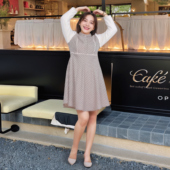 大码 打底裙微胖MM穿搭复古蝴蝶结文艺格子拼接加绒连衣裙 女装 冬季