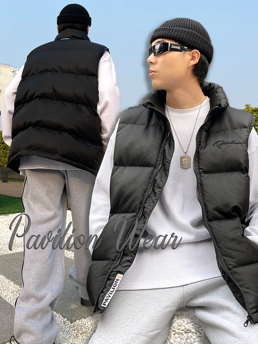 燕子亭 羽绒刺绣马甲男 hiphop街头宽松休闲肥大羽绒服立领背心