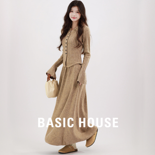 Basic House/百家好高级感小个子针织套装裙女2026超火穿搭一整套