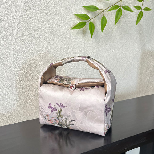 织锦鸢尾花茶布包户外茶具旅行收纳包便携手提布袋加厚茶具包杯袋
