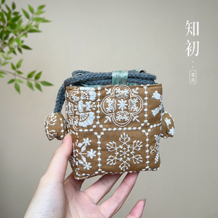 知初刺绣小茶杯套袋子布袋茶杯袋主人杯收纳袋旅行户外便携包袋