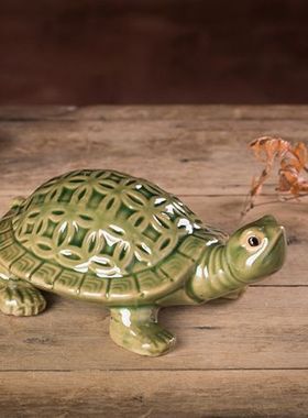 陶瓷金钱龟大号石墨龟乌龟家居装饰摆件风水假山鱼缸造景摆件包邮